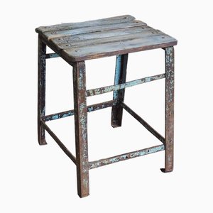 Tabouret Rectangulaire Vintage Industriel, France, 1950s