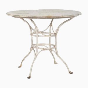 Antique Round White Marble Table, 1920s