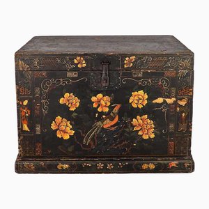 Chinese Wooden Trunk with Illustrations of Pheasants, 1900s