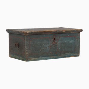 Baule antico in legno blu, fine XIX secolo