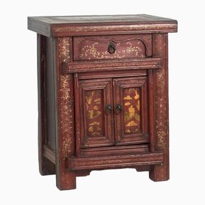 Antique Ruby Red Bedside Table, 1870s