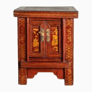 Antique Two-Door Gold-Accented Nightstand, 1870s