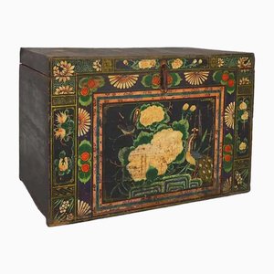 Antique Opera Trunk Illustrated with Chrysanthemums, 1900s