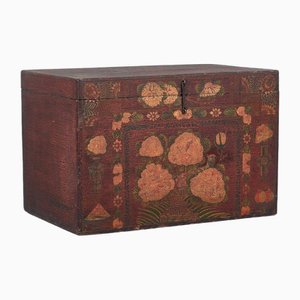Antique Opera Trunk with Peony Illustrations, China, 1900s