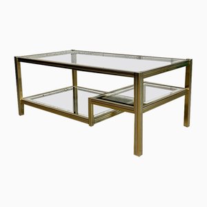 Table Basse en Verre et Laiton, 1970s