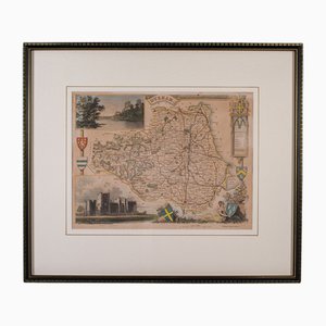 Litografia inglese Mappa della contea di Durham