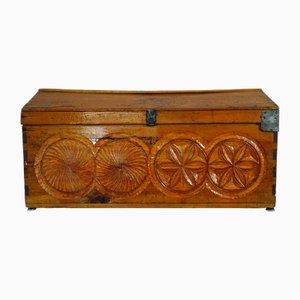 Carved Pine Chest, France, 1950s