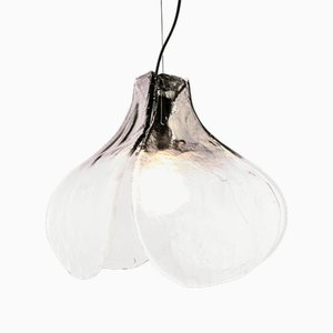 Lampada a sospensione Tulip in vetro di Murano ambrato e trasparente di Mazzega, Italia, anni '60