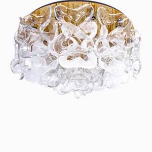 Murano Glass & Brass Flush Mount by J. T. Kalmar for Kalmar, 1960s