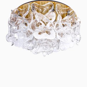Plafón de latón y cristal de Murano de JT Kalmar para Kalmar, años 60