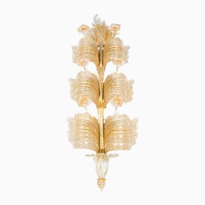 Grand Hotel Wall Sconce in Golden Murano Glass & Brass from Barovier & Toso, 1960s