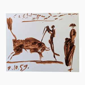 Pablo Picasso, Combattente di toro, Litografia originale, 1961