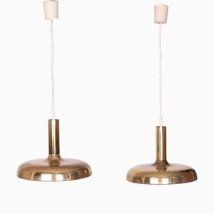 Lampade da soffitto in ottone di Sölken Leuchten, Germania, anni '70, set di 2