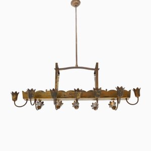 Brass and Glass Chandelier, 1930s