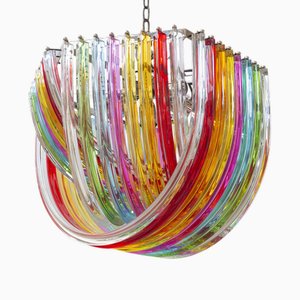 Lámpara de araña Ares con cristal de Murano curvado multicolor de Bottega Veneziana