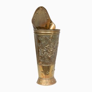 Large Brass Embossed Umbrella Stand, 1920s