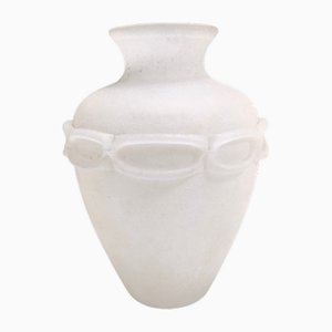 Postmodern White Scavo Glass Vase attributed to Seguso, Italy, 1970s