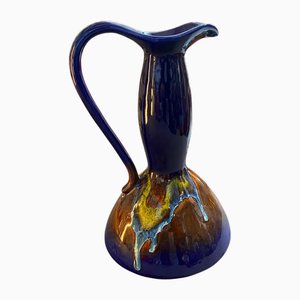 Vase Mid-Century Moderne en Céramique Bleue attribué à Bertoncello, 1970s