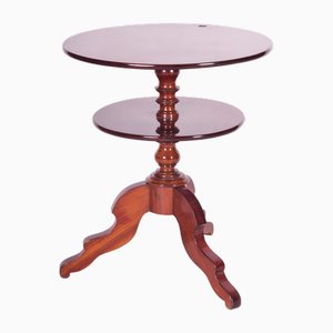 Mesa de centro Biedermeier pequeña redonda de caoba, Alemania, década de 1880