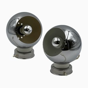 Lámparas Eyeball de metal cromado de Goffredo Reggiani para Reggiani, años 60. Juego de 2