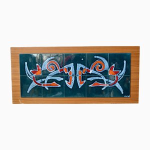 Wandplatte aus Keramik mit abstraktem Dekor, 1960er