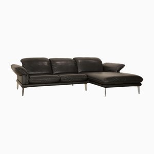 Leather Corner Sofa in Black from Willi Schillig