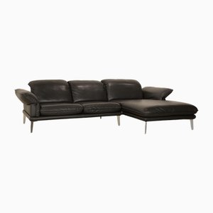 Schwarzes Leder Ecksofa von Willi Schillig