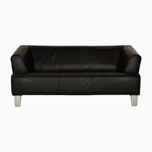 2300 Schwarzes Zweisitzer Ledersofa von Rolf Benz