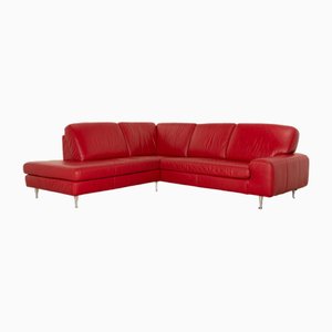 Red Corner Sofa in Leather from Willi Schillig