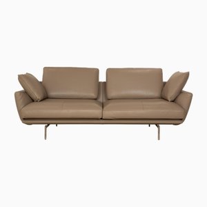 Back Leather Two Seater Grey Taupe Sofa from Poltrona Frau