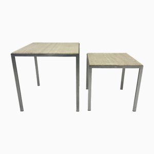 Tables d'Appoint en Travertin, 1970s, Set de 2