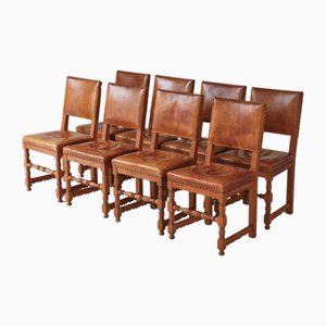 Master Cabinetmaker Dining Chairs in Oak & Leather by Kaare Klint for Lars Møller, Denmark, 1935, Set of 8