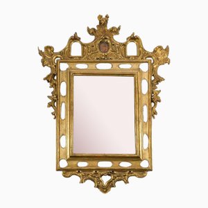 Espejo de madera tallada y dorada, siglo XVIII