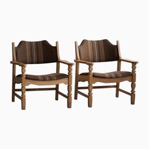 Modern Danish Razorblade Armchairs in Oak attributed to Henning Kjærnulf, 1960s, Set of 2