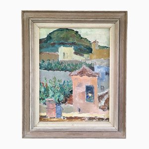 Southern View, Oil Painting, 1950s, Framed