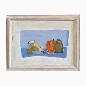 Cornice di frutta, dipinto a olio, anni '50, con cornice