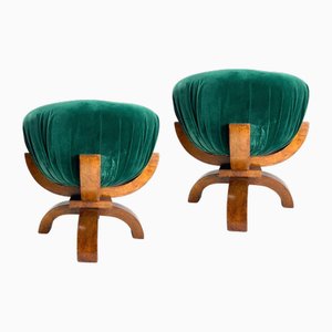 Art Deco Sculptural Poufs in Briar, 1930s, Set of 2