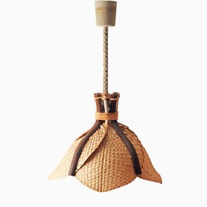 Lámpara Fan Boho de bambú de Ingo Mauerer, años 70
