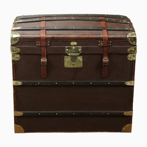 Curved Brown Canvas Trunk from Au Louvre