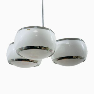 Space Age Globe Ceiling Light in Plastic, Steel & Chrome from Stilux Milano, 1970s