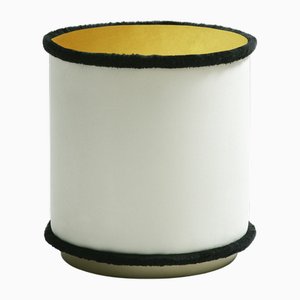 Graphic Bauhaus Trilogy Il Pouf in Mustard and White by Lo Decor