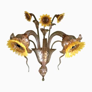 Floral Wall Sconce with Sunflowers by Bottega Veneziana