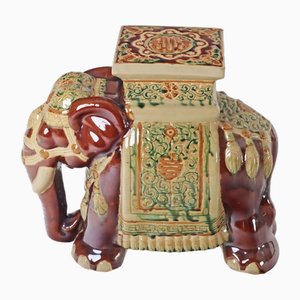 Portapiante grande con elefante in ceramica, anni '70
