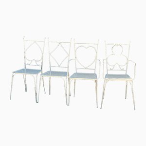 Fauteuils et Chaises Vintage en Métal Perforé par Mathieu Matégot, 1950, Set de 4