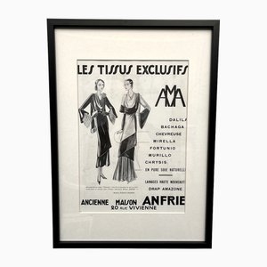 Impresión publicitaria francesa Art Déco, años 20, Les Tissus Exclusifs, años 20