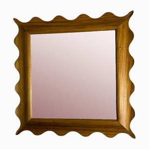 Gewellter Spiegel aus Holz, 1990er