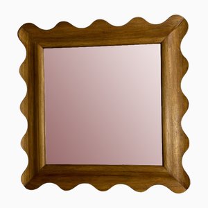 Gewellter Spiegel aus Holz, 1990er