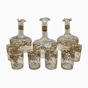 Early 20th Century Saint Louis Crystal Talma Model Liqueur Service with Fine Gold, Set of 9