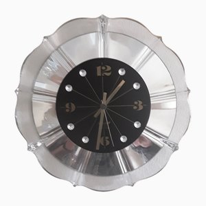 Horloge Murale Vintage en Cristal avec Cadran Noir par Joska, Allemagne, 1970s