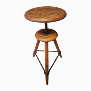 Vintage Swivel Stool in Beech, 1920s